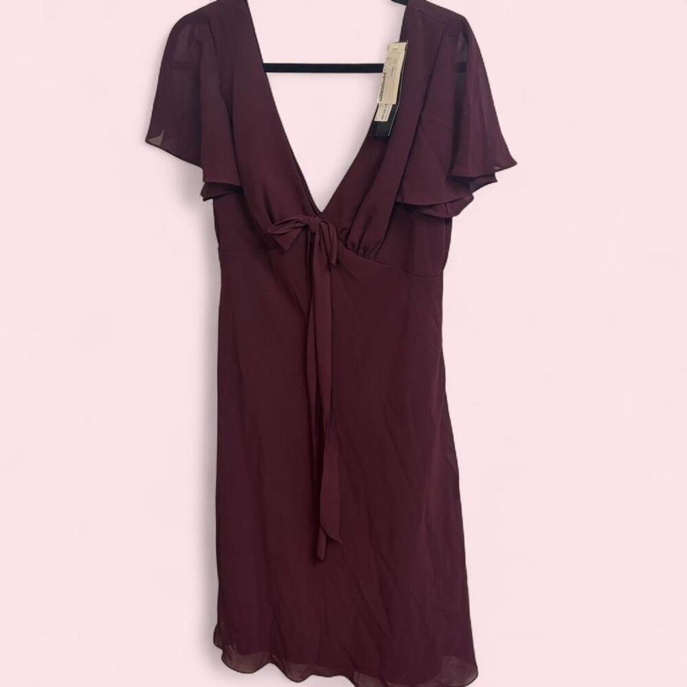 Alfred sung bordeaux chiffon tie formal dress